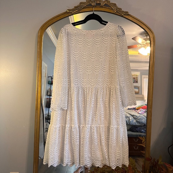 Lilly Pulitzer XXL Geanna Dress Resort White with Scalloped Shell Lace - Picture 3 of 6